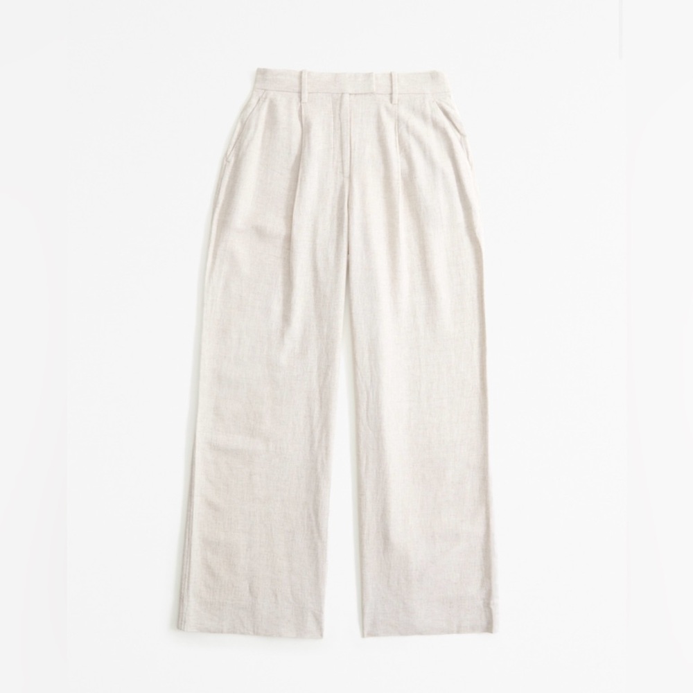 Abercrombie & Fitch Curve Love Harper Tailored Linen Pants